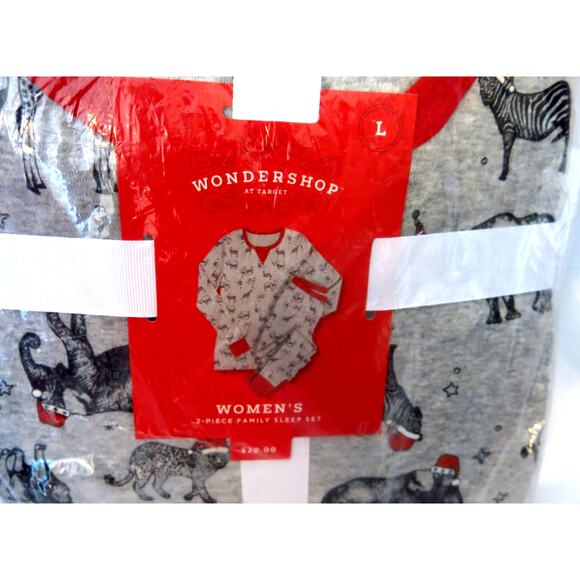Wondershop Target *NWT* Safari Christmas Winter Pajamas Size L Women Gray - Picture 3 of 10